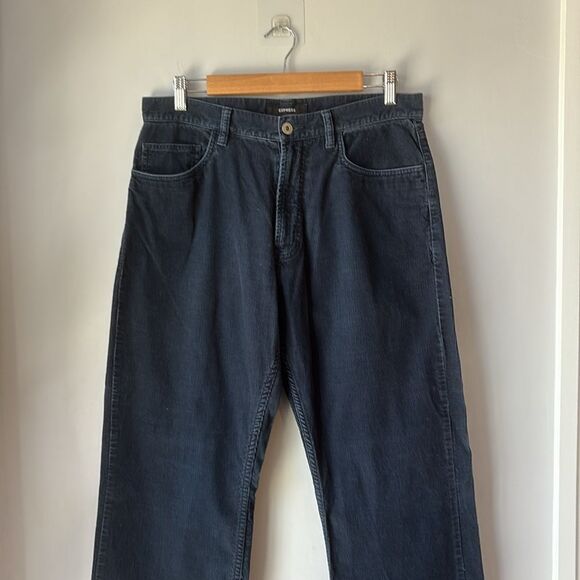 EXPRESS Mens Y2K Blue Corduroy Jeans Pants 32 - Picture 2 of 8